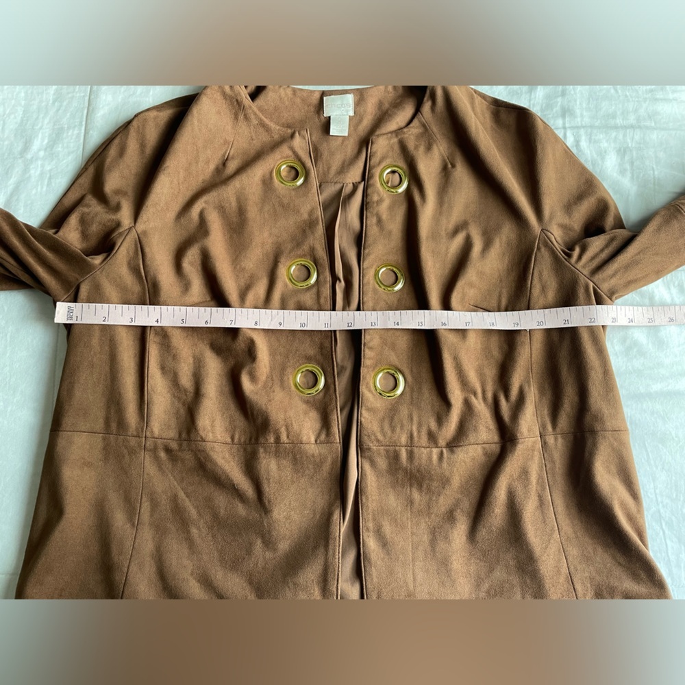 Chicos Brown Faux Leather Grommet Detail Jacket Large Casual Neutral Minimalist‎ - Picture 8 of 9